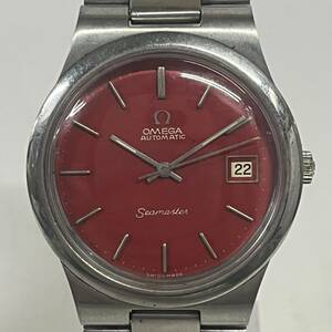 1円~【実動】オメガ OMEGA シーマスター Cal.1010 Ref.166.0174 自動巻き メンズ腕時計 レッド文字盤 デイト ラウンド 17石 3針 J140338