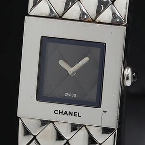 1 jpy Chanel matelasse watch CE25756 QZ black face lady's wristwatch KTR 0055500 5YBT