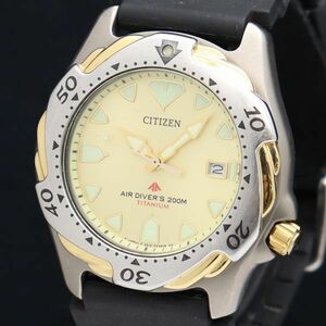 1 jpy operation superior article Citizen QZ 5512-F52088 air driver z200M Date Gold face men's wristwatch 0572000 5ERT MTM
