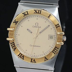 1 jpy operation Omega Constellation YG×SS QZ Gold face Date men's wristwatch KTR 0049500 5BJT