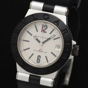 1 jpy operation BVLGARY aluminium AL32 Date QZ silver face men's wristwatch TKD 0004400 5JWT