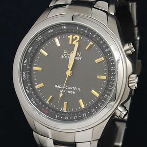 1円 電波ソーラー エルジン FK-1290-AP グレー文字盤 メンズ腕時計 OKZ 6967000 5PRY