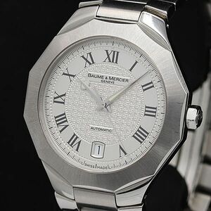 1 jpy guarantee / box / koma 1 attaching operation superior article Baum and mesh riviera No.5013303 AT silver face Date men's wristwatch TCY0070400 5ERT