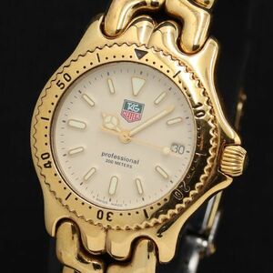 1 jpy operation TAG Heuer cell Professional S94.013 200m Date QZ yellow face men's wristwatch TKD 0046200 5ERT