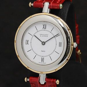 1 jpy box attaching operation superior article Van Cleef & Arpels QZ 43 107 X 4 38338 white face round lady's wristwatch 0234300 OMI