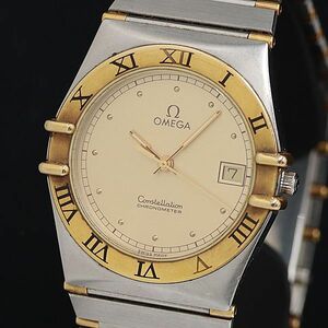 1 jpy operation superior article Omega Constellation YG×SS Gold face half bar Date men's wristwatch OGH 0094600 5ERT