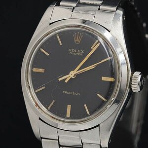 1 jpy Rolex oyster Precision 6426 3751426 black face hand winding men's wristwatch OGH 0020020 5BJT