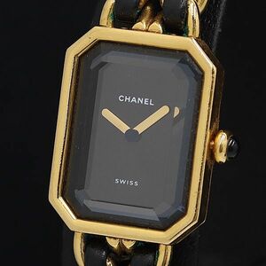 1 jpy box attaching Chanel Premiere H0001 black QZ lady's wristwatch OGH 6655110 5TOT