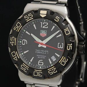 1円 保/箱付き 稼動 良品 タグホイヤー フォーミュラ1 WAC1110 黒 QZ プロフェッショナル200M メンズ腕時計 OGH 9506200 5TOT