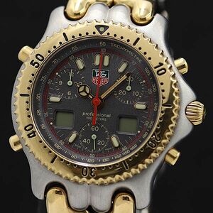 1 jpy operation TAG Heuer cell VO9662 QZ digital / Brown face chronograph men's wristwatch KMR 5537400 5PRT