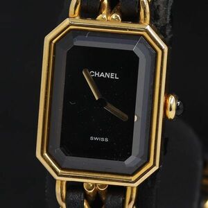 1 jpy QZ Chanel Premiere L H0001F.C.66396 black face lady's wristwatch KRK 3344110 5OKT