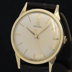 1 jpy operation Omega antique 14K/585/23.7g hand winding silver face men's wristwatch OGH 9178400 5OKT