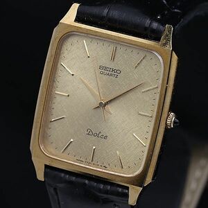 1 jpy operation superior article Seiko Dolce 7731-5110 QZ Gold face square men's wristwatch NGM 0055000 5JWT