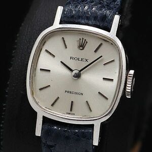 1 jpy operation Rolex Precision Vintage 18K/750 9.7g silver face hand winding square type lady's wristwatch KMR 0734700 4YBT