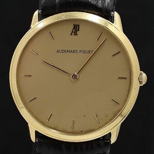 1 иен Audemars Piguet QZ 18K/750 21.7g Gold циферблат цилиндр кожаный ремень мужские наручные часы DOI 9062240 5DIT