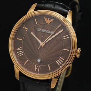 1 jpy box attaching Emporio Armani AR-1613 QZ Brown face men's wristwatch TKD 2000000 NSK