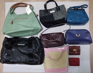 【まとめ売り】美品〜　FERRAGAMO　SAC　 Harris Tweed ELLE SPORT等　ハンドバッグ　トートバッグ　財布等　合計9点