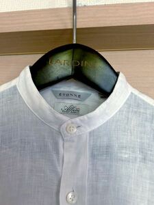 [ beautiful goods ] Italy ALBINI cloth use ETONNE/e tone pure linen van to color dress shirt S