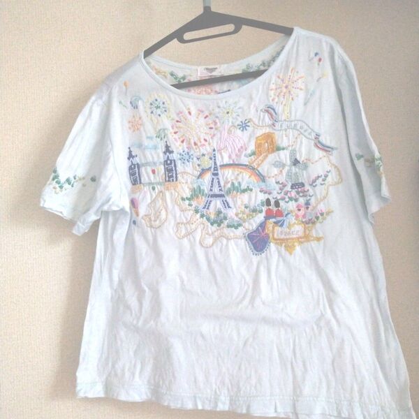 近沢レース 刺繍Tシャツ M