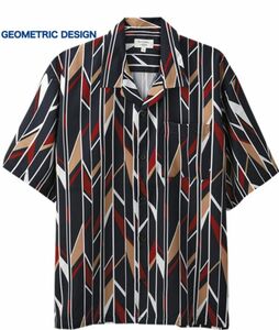 GEOMETRIC DESIGN オープンシャツ　メンズ　LLサイズ　オシャレ　アート　幾何学　デザイン　夏　半袖　送料込み