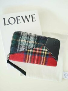 【送料込】 LOEWE ロエベ ファッション小物 財布 ブラック×レッド パズルミディアムジップウォレット 長財布 希少 ジップ開閉/6438201