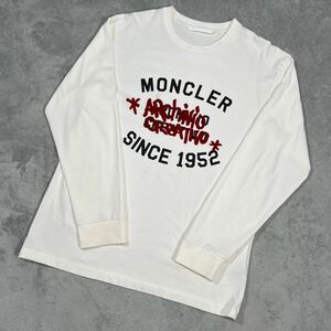 1円〜　極美品　MONCLER モンクレール　長袖Tシャツ　ロンT ロゴ　ホワイト　Sサイズ 