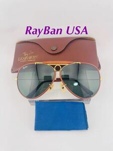 Qa03 RayBan SHOOTER Leathersboshu ром производства Vintage солнцезащитные очки кожа наматывать B&L RayBan USA