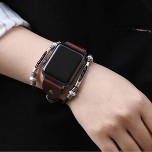 apple watch レザー ブレス バンド アップル ウォッチ 皮革 時計 交換 替 ベルト 茶 45 49 44 42 mm