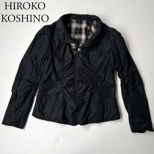 HIROKO KOSHINO ヒロココシノ テーラードジャケット 2way チェックシャツ　ブルゾン アウター　ブラック レディース