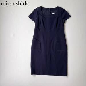 美品 jun ashida ジュンアシダ miss ashida ミスアシダドレス　膝丈ワンピース 日本製　ストレッチ　半袖 レディース