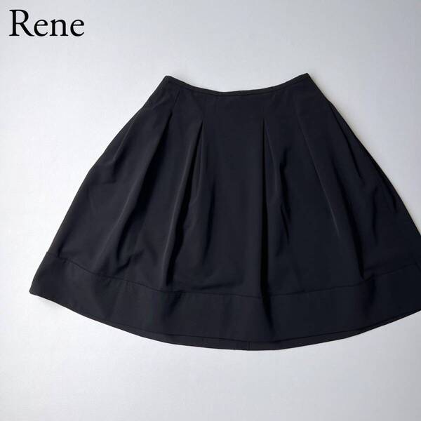 美品 Rene ルネ フレアスカート 膝丈スカート ブラック サイズ38 日本製 レディース