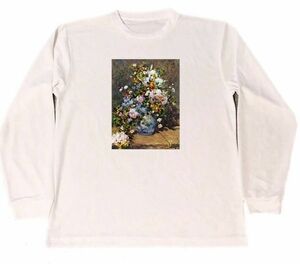 Art hand Auction Camiseta seca Spring Bouquet Renoir, obra maestra, productos de pintura, camiseta larga larga, talla m, cuello redondo, carta, logo