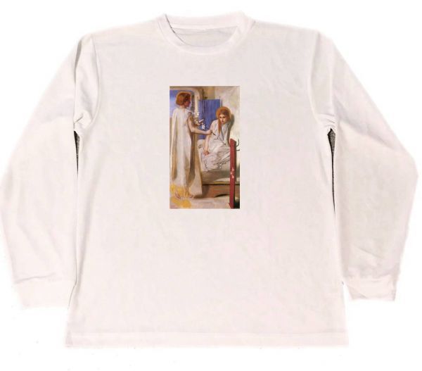 Rossetti Dry T-shirt Annunciation Maria Christianity Masterpiece Painting Goods Beautiful Girl Long Long T-shirt, M size, round neck, letter, logo