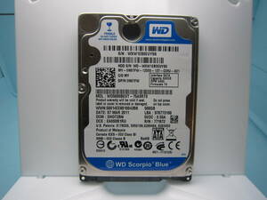 WD　500GB　WD5000BEVT - 75A0RT0　使用時間：640時間　健康状態：正常　UYS6　2.5インチ　SATA 