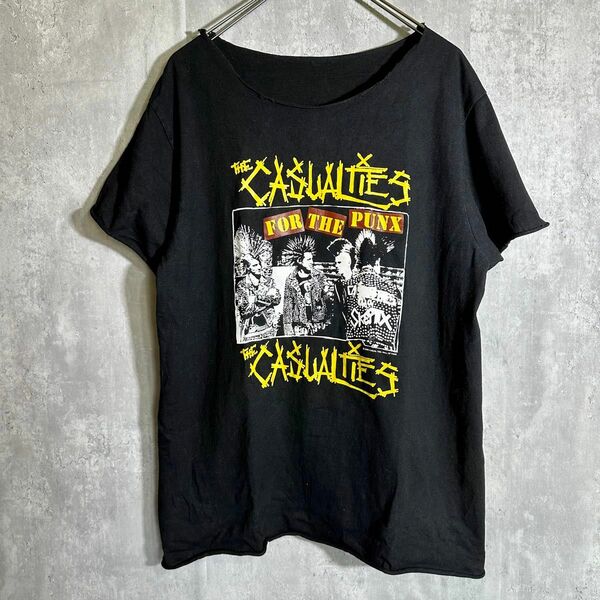 casualties カットオフプリントTシャツ 90' 00' 2006年 黒 バンドTシャツ 半袖 古着