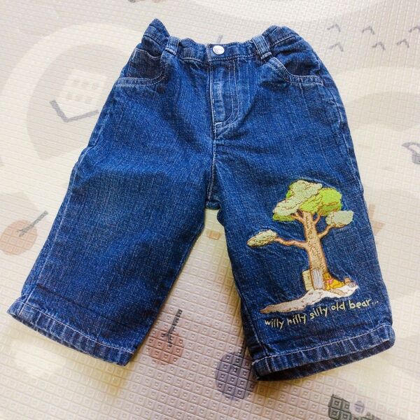 プーさん ディズニーストア 80 90 デニム パンツ ジーパン 刺繍