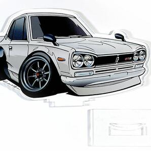 ハコスカ スカイラインGT-R KPGC10 イラスト アクリル スタンド 旧車 シルバー1個