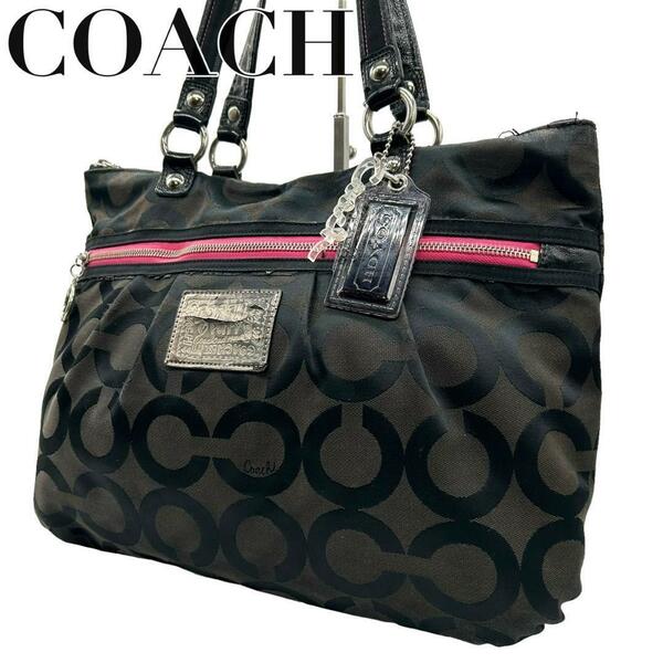 COACH コーチ　s40 肩掛け　15331 ポピー　トートバッグ　オプアート