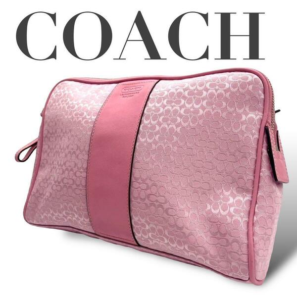 COACH　コーチ　クラッチバッグ　ミニシグネチャー　レディース　ピンク　U3