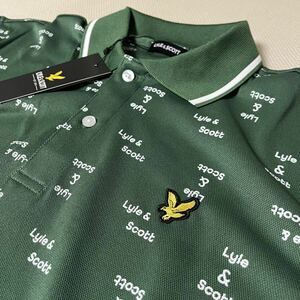 M size free shipping la il and Scott polo-shirt with short sleeves men's new goods one Point badge spring summer thin Golf total pattern green green 