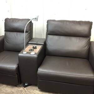 NITORI/nitoli reclining sofa electric two seater . dark brown series BOX attaching 24e.NS