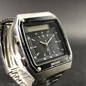SEIKO セイコー H357-5010 メンズ 腕時計 デジアナ 黒文字盤 スクエア クォーツ ウォッチ ジャンク 24f菊DO