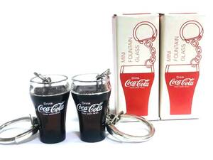  Япония Coca Cola фирма стандартный товар не использовался 1970 годы Mini вентилятор тонн стакан брелок для ключа 2 шт подлинная вещь Showa Retro миниатюра Novelty не продается 