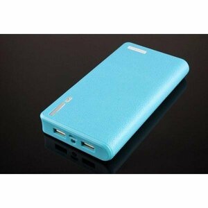 ブルー モバイルバッテリー 大容量 20000mAh iPhone 財布型 レザー調 軽量 薄型 スマホ充電 2.1A 急速充電 2台同時充電 Android 防災 A18