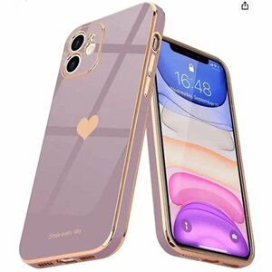 【iPhone11：ピンク】iPhoneケース ハート メタリック くすみ かわいい 韓国 スマホ 携帯 アイフォン ケース カバー A83