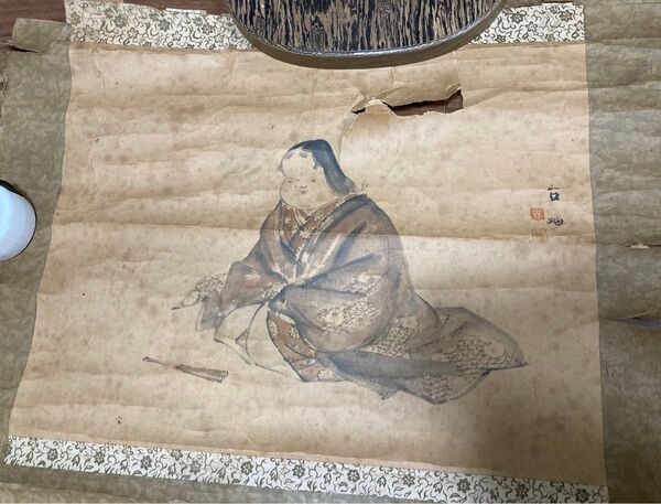 真作 佐藤古岫 肉筆 美人画 掛軸 備後 書画 骨董品 美術品56cmx65cm