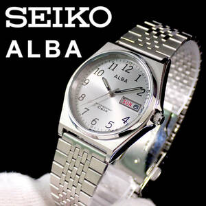 セイコー アルバ デイデイト シルバー文字盤 点検動作品 SEIKO ALBA WATER RESISTANT 10BAR 7N43