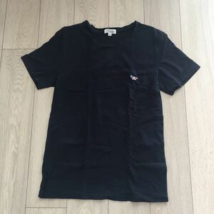 中古 キツネ メゾン パリジャン キツネ トリコロール ロゴ Tシャツ ネイビー サイズ M Kitsune Maison Parisien tricolor