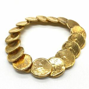 YVES SAINT LAURENT Yves Saint-Laurent coin type bracele bangle Vintage accessory small articles YSL stamp Gold 