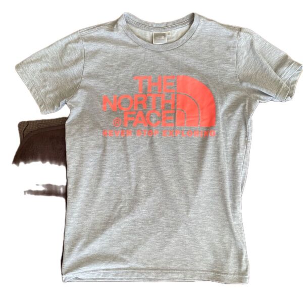 THE NORTH FACE ノースフェイス Tシャツ グレー レディース M 半袖Tシャツ ピンクロゴ